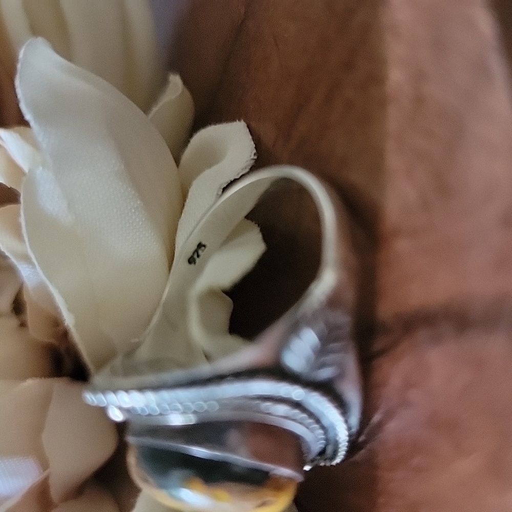 Solid Sterling Silver Bumblebee Jasper Ring Size 8 - image 3